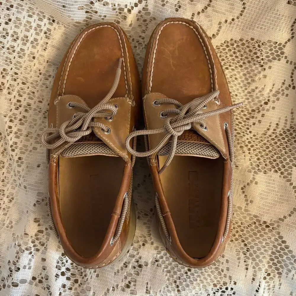 Sperry Intrepid Men's US 9 M Dark Tan Leather Boat Shoes